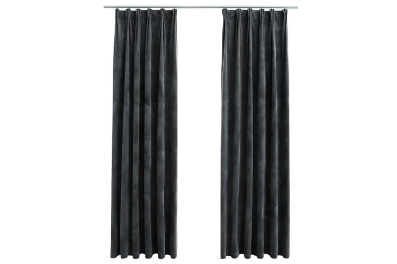 mørklægningsgardiner med kroge 2 stk. 140 x 175 cm grå - Grå - Tekstiler - Gardiner - Mørkelægningsgardin
