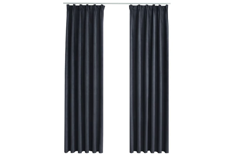 mørklægningsgardiner med kroge 2 stk. 140 x 175 cm grå - Grå - Tekstiler - Gardiner - Mørkelægningsgardin