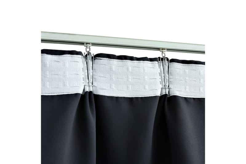 mørklægningsgardiner med kroge 2 stk. 140 x 175 cm sort - Sort - Tekstiler - Gardiner - Mørkelægningsgardin