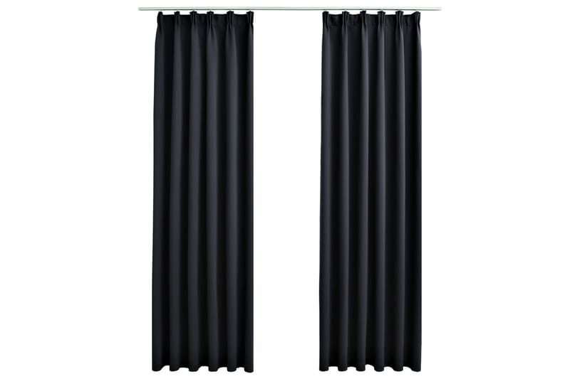 mørklægningsgardiner med kroge 2 stk. 140 x 175 cm sort - Sort - Tekstiler - Gardiner - Mørkelægningsgardin