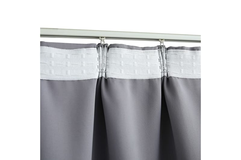 mørklægningsgardiner med kroge 2 stk. 140 x 225 cm grå - Grå - Tekstiler - Gardiner - Mørkelægningsgardin