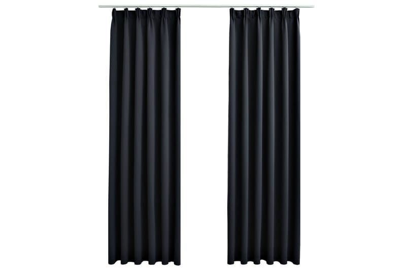 mørklægningsgardiner med kroge 2 stk. 140 x 225 cm sort - Sort - Mørkelægningsgardin