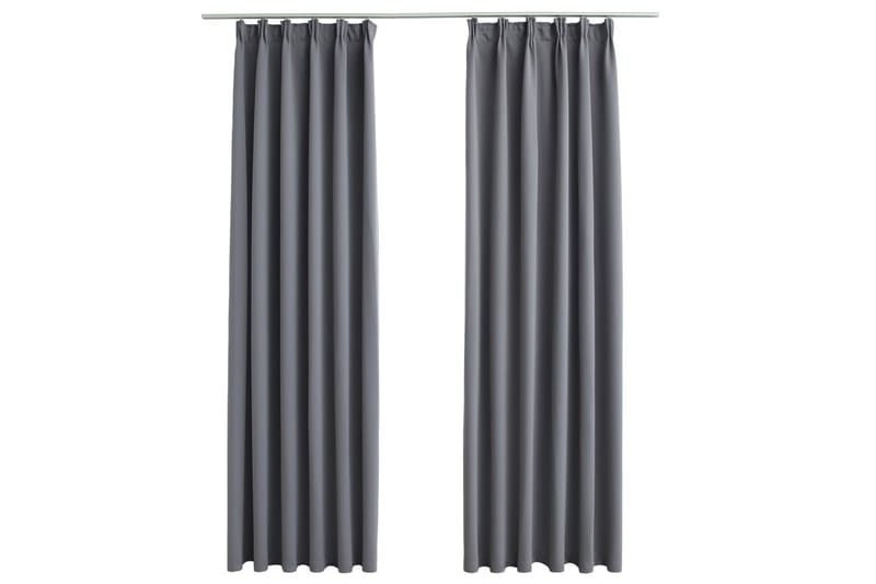 mørklægningsgardiner med kroge 2 stk. 140 x 245 cm grå - Grå - Tekstiler - Gardiner - Mørkelægningsgardin