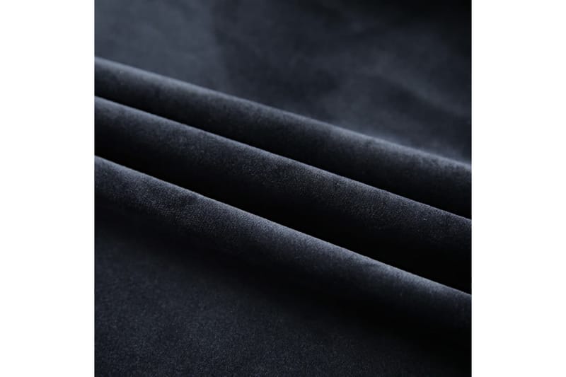 mørklægningsgardiner med kroge 2 stk. 140x175 cm fløjl sort - Sort - Mørkelægningsgardin