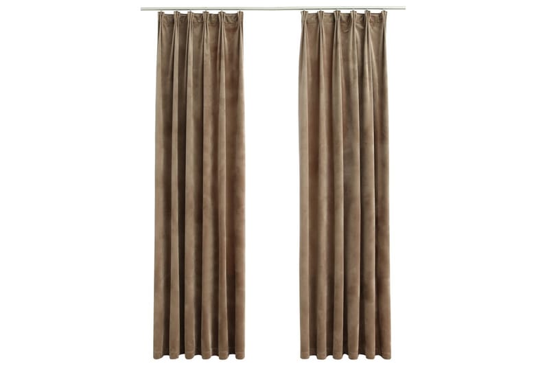 mørklægningsgardiner med kroge 2 stk. 140x245 cm fløjl beige - Beige - Tekstiler - Gardiner - Mørkelægningsgardin