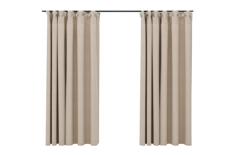 Mørklægningsgardiner Med Kroge 2 Stk. Hør-Look 140x175 cm - Tekstiler - Gardiner - Mørkelægningsgardin