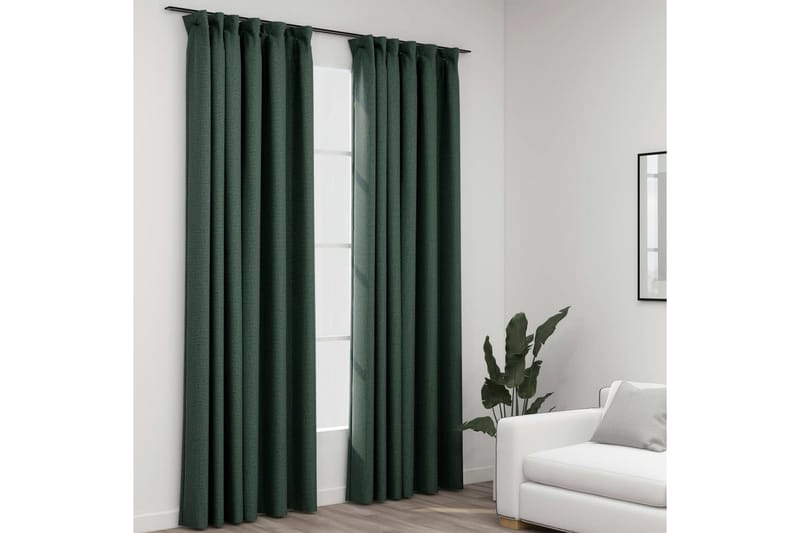 Mørklægningsgardiner Med Kroge 2 Stk. Hør-Look 140x225 cm - Tekstiler - Gardiner - Mørkelægningsgardin