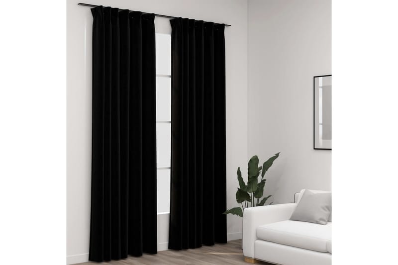 Mørklægningsgardiner Med Kroge 2 Stk. Hør-Look 140x245 cm - Tekstiler - Gardiner - Mørkelægningsgardin