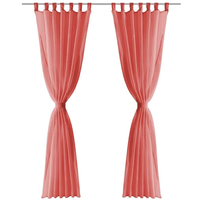 voile-gardiner 2 stk. 140x225 cm rød - Rød - Tekstiler - Gardiner - Mørkelægningsgardin