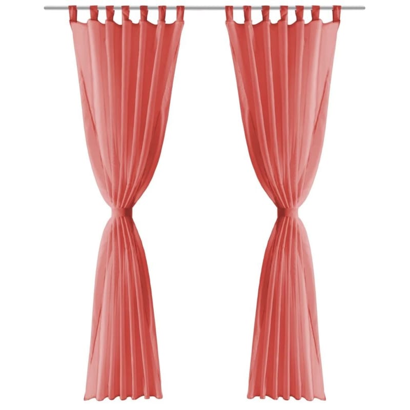 voile-gardiner 2 stk. 140x225 cm rød - Rød - Mørkelægningsgardin