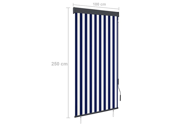 udendørs rullegardin 100x250 cm blå og hvid - Blå - Tekstiler - Gardiner - Rullegardin