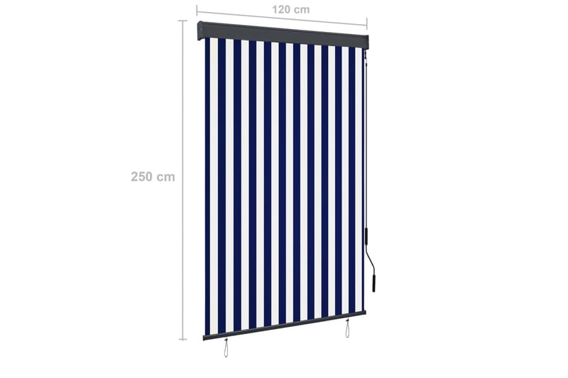 udendørs rullegardin 120x250 cm blå og hvid - Blå - Tekstiler - Gardiner - Rullegardin