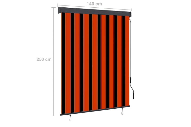 udendørs rullegardin 140x250 cm orange og brun - Orange - Tekstiler - Gardiner - Rullegardin
