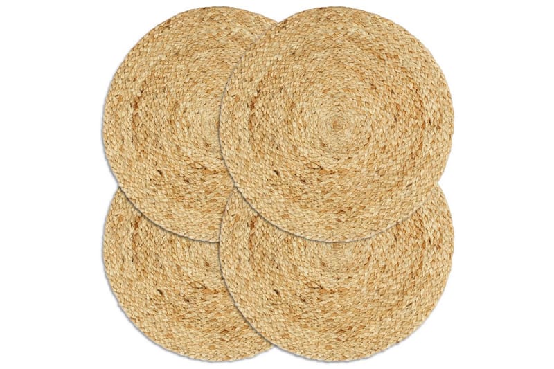 dækkeservietter 4 stk. rund 38 cm jute naturfarvet - Brun - Tekstiler - Køkkentekstiler