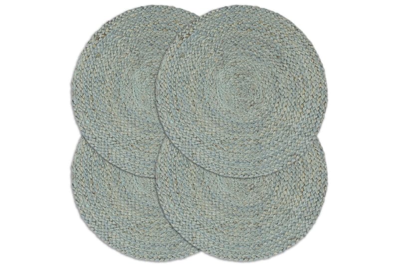 dækkeservietter 4 stk. rund 38 cm jute olivengrøn - Grøn - Tekstiler - Køkkentekstiler