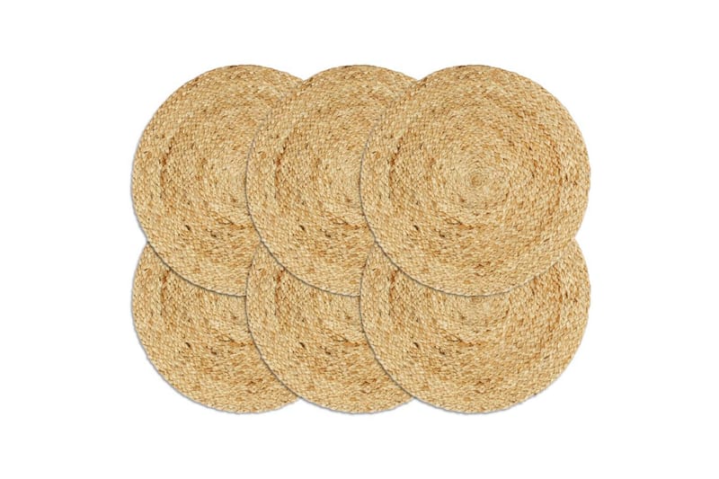 dækkeservietter 6 stk. rund 38 cm jute naturfarvet - Brun - Tekstiler - Køkkentekstiler