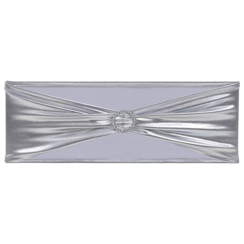 strækbare stolebånd med diamantspænde 25 stk. sølvfarvet - Sølv - Stolovertræk - Møbelovertræk