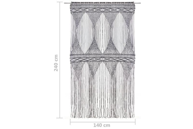 Macramégardin 140x240 cm bomuld antracitgrå - Antracit - Gardiner