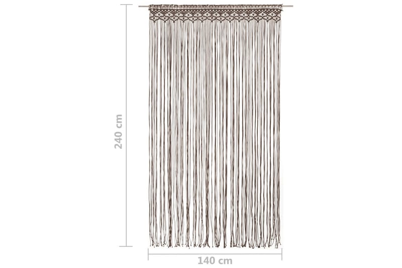 Macramégardin 140x240 cm bomuld gråbrun - Gråbrun - Tekstiler - Gardiner