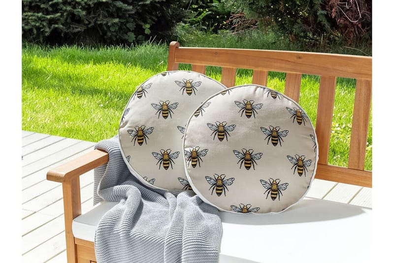 Arnesano Udendørspude 40 cm Rund 2stk - Beige/Sort - Tekstiler - Pude & plaid - Udendørs puder