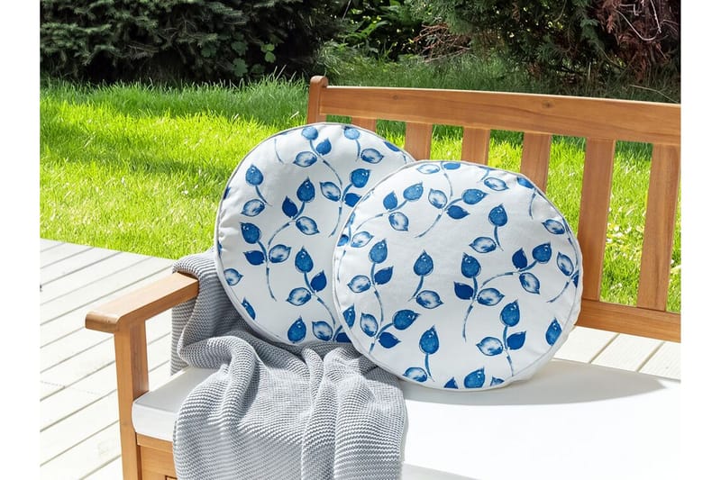 Fasano Udendørspude 40 cm Rund - Hvid/Blå - Tekstiler - Pude & plaid - Udendørs puder