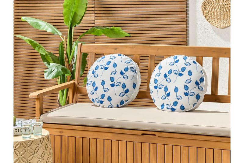 Fasano Udendørspude 40 cm Rund - Hvid/Blå - Tekstiler - Pude & plaid - Udendørs puder
