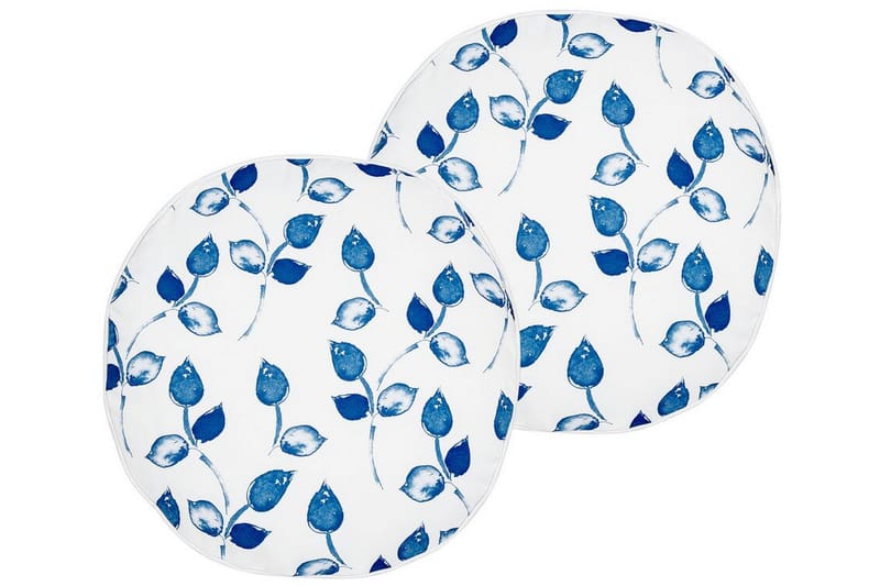 Fasano Udendørspude 40 cm Rund - Hvid/Blå - Tekstiler - Pude & plaid - Udendørs puder