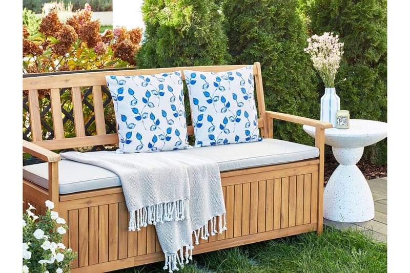 Fasano Udendørspude 45x45 cm - Hvid/Blå - Tekstiler - Pude & plaid - Udendørs puder