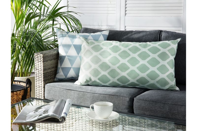 Flojen Udendørspude 42x60 cm - Grøn/Hvid - Tekstiler - Pude & plaid - Udendørs puder