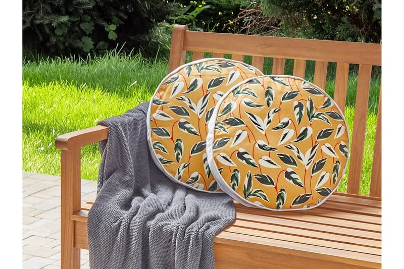 Macerata Udendørspude 40 cm Rund - Gul/Grøn/Hvid - Tekstiler - Pude & plaid - Udendørs puder