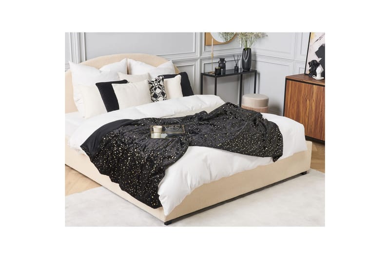 Plaid Alazeya Sort/guld, 150x200 cm - Sort/guld, 150x200 cm - Tekstiler - Pude & plaid - Tæpper & plaider