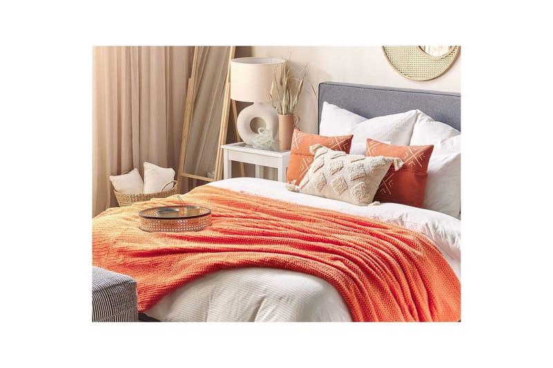Plaid Bjas Orange, 200x220 cm - Orange, 200x220 cm - Tekstiler - Pude & plaid - Tæpper & plaider