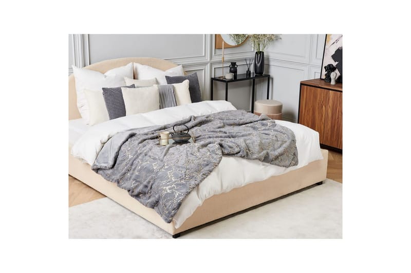 Plaid Godavari Grå/guld, 150x200 cm - Grå/guld, 150x200 cm - Tekstiler - Pude & plaid - Tæpper & plaider