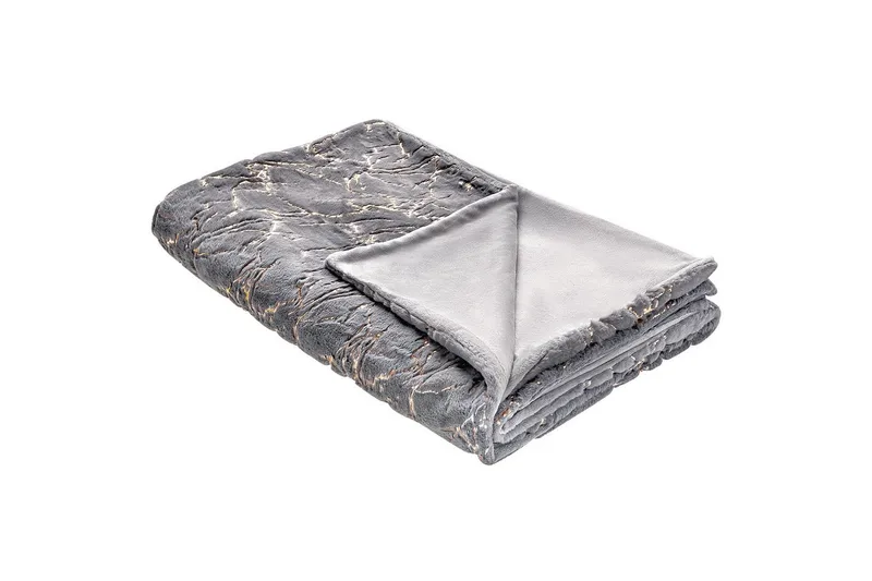 Plaid Godavari Grå/guld, 150x200 cm - Grå/guld, 150x200 cm - Tekstiler - Pude & plaid - Tæpper & plaider