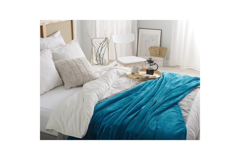 Plaid Saitler Blå, 200x220 cm - Blå, 200x220 cm - Tekstiler - Pude & plaid - Tæpper & plaider