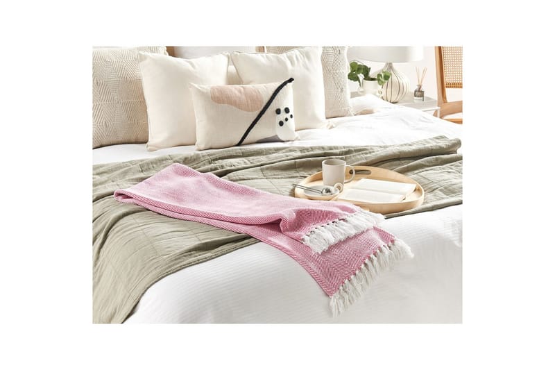 Plaid Tangier Rosa/Hvid - Rosa/Hvid - Tekstiler - Pude & plaid - Tæpper & plaider