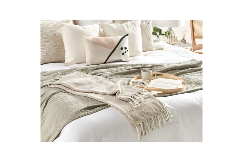 Plaid Tilmi Beige/hvid - Beige/hvid - Tekstiler - Pude & plaid - Tæpper & plaider