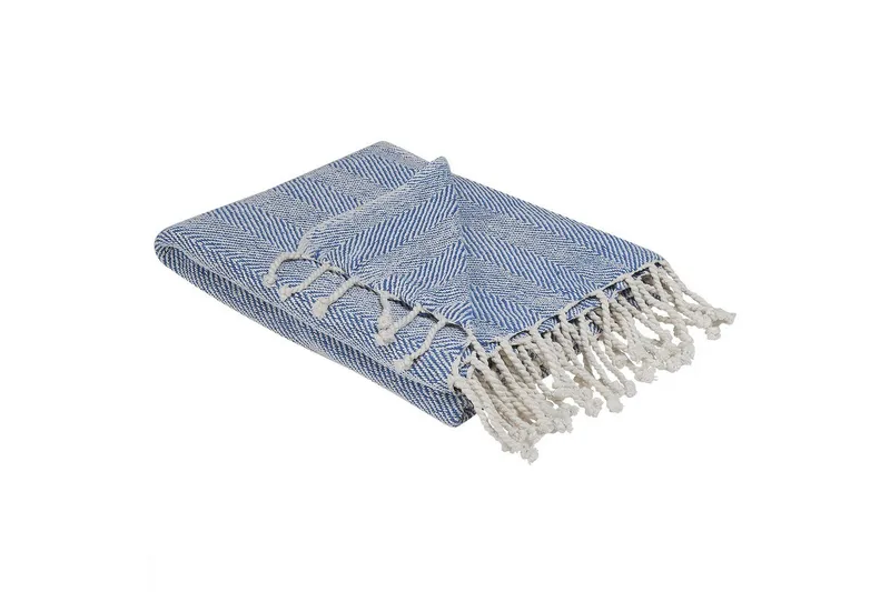Plaid Tilmi Blå/Hvid - Blå/Hvid - Tekstiler - Pude & plaid - Tæpper & plaider