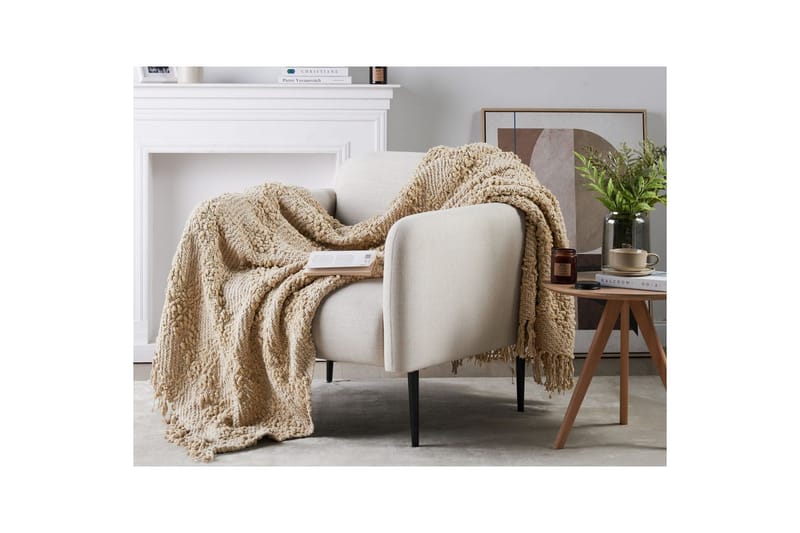 Plaid Vella Beige, 150x200 cm - Beige, 150x200 cm - Tekstiler - Pude & plaid - Tæpper & plaider