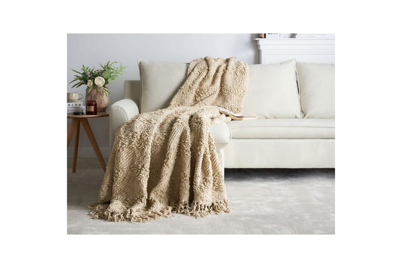 Plaid Vella Beige, 190x230 cm - Beige, 190x230 cm - Tekstiler - Pude & plaid - Tæpper & plaider