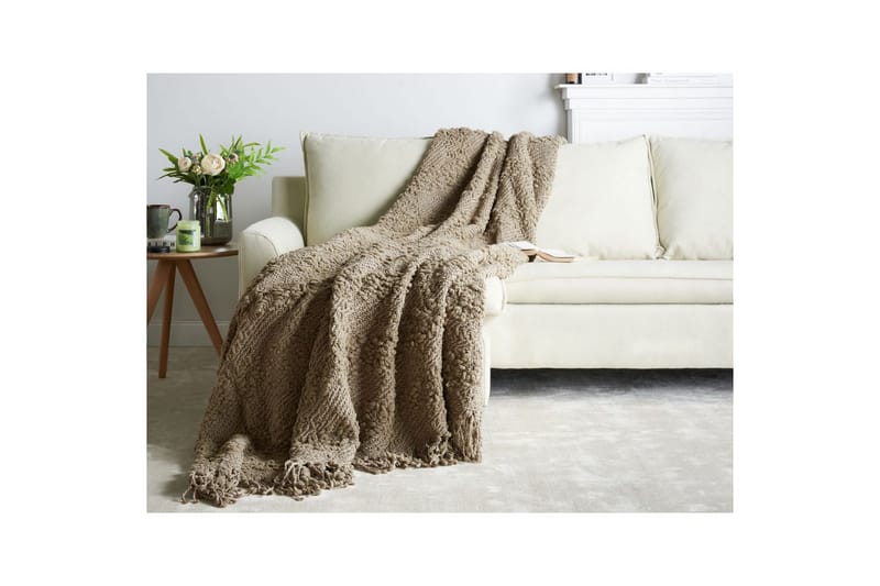 Plaid Vella Beige, 200x220 cm - Beige, 200x220 cm - Tekstiler - Pude & plaid - Tæpper & plaider