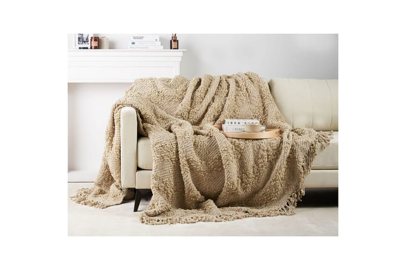 Plaid Vella Beige, 220x240 cm - Beige, 220x240 cm - Tekstiler - Pude & plaid - Tæpper & plaider