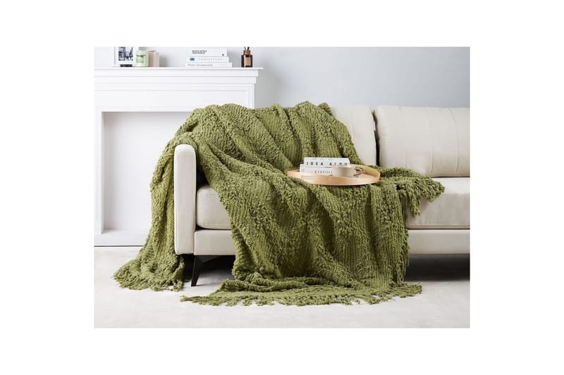 Plaid Vella Grøn, 220x240 cm - Grøn, 220x240 cm - Tekstiler - Pude & plaid - Tæpper & plaider