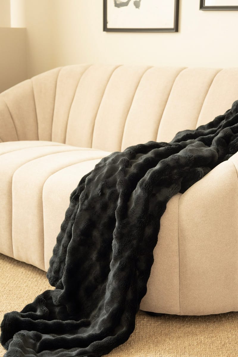 Plaid Pom Pom 130x170 cm - Sort - Tekstiler - Pude & plaid - Tæpper & plaider