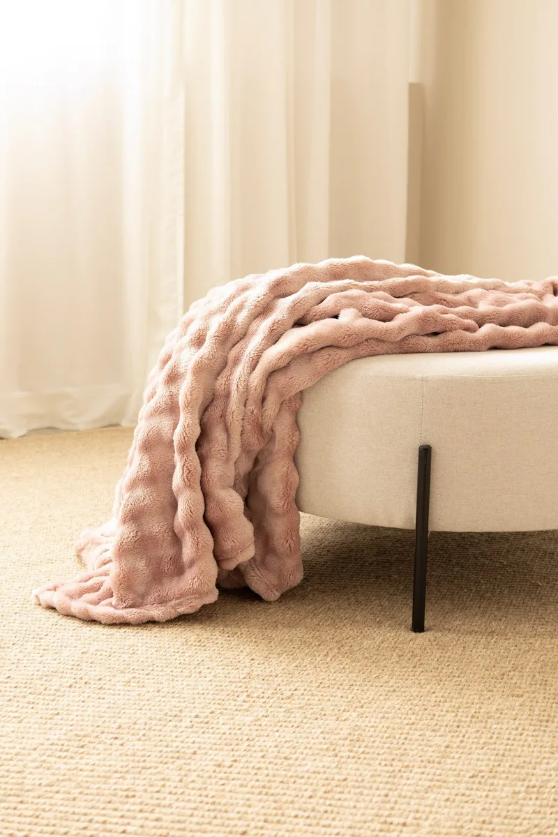 Plaid Pom Pom 150x220 cm, Støvet rosa