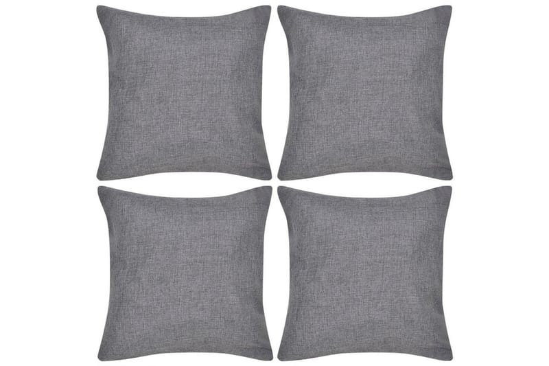4 antracitgrå pudebetræk, linned-look 50 x 50 cm - Grå - Pyntepuder & pudebetræk