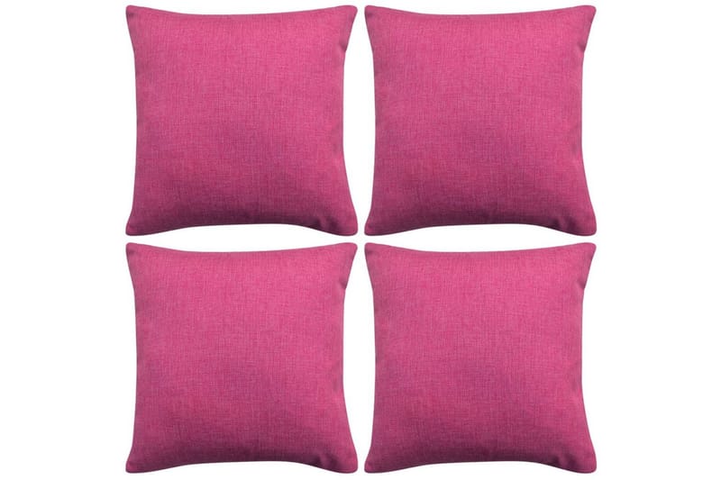 4 stk. pudebetræk linned-look pink 80x80 cm - Lyserød - Pyntepuder & pudebetræk