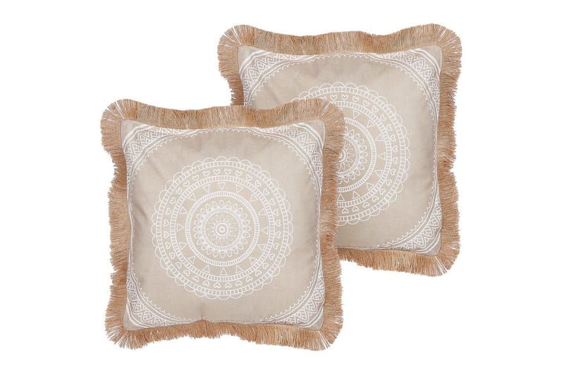Pyntepuder Agrimony sæt á 2 Beige/hvid - Beige/hvid - Tekstiler - Pude & plaid - Pyntepuder & pudebetræk