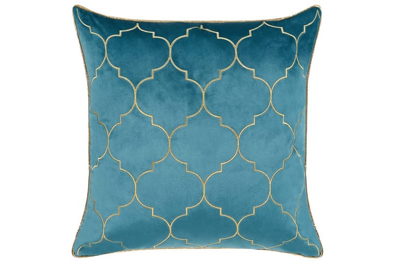 Pyntepuder Alyssum sæt af 2 Blå/guld, Fløjl - Blå/guld, Fløjl - Tekstiler - Pude & plaid - Udendørs puder