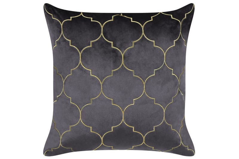 Pyntepuder Alyssum sæt af 2 Grå/guld, Fløjl - Grå/guld, Fløjl - Tekstiler - Pude & plaid - Udendørs puder